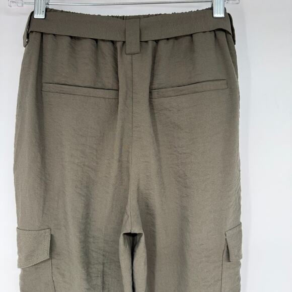 Chicos Casual Soft Utility Ankle Pants Women 4 Olive Green Belted Elastic Waist - Picture 5 of 9